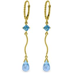 Genuine 3.5 ctw Blue Topaz Earrings Jewelry 14KT Yellow Gold - REF-33V8W