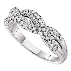 0.50 CTW Diamond Woven Crossover Ring 14KT White Gold - REF-64F4N