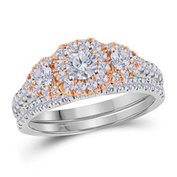 0.99 CTW Diamond 3-Stone Bridal Engagement Ring 14KT White Gold - REF-119N9F