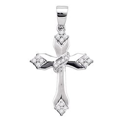 0.18 CTW Diamond Cross Crucifix Pendant 10KT White Gold - REF-22K4W