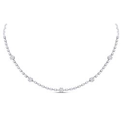 1.88 CTW Diamond Cluster Luxury Necklace 14KT White Gold - REF-217H4M