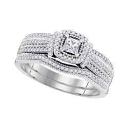 0.50 CTW Princess Diamond Bridal Engagement Ring 10KT White Gold - REF-57X2Y