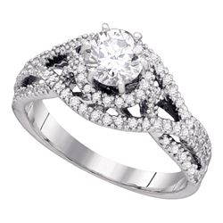 0.88 CTW Diamond Woven Openwork Bridal Wedding Engagement Ring 14K White Gold - REF-142F4N