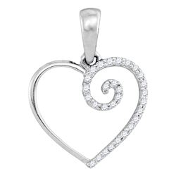 0.11 CTW Diamond Clef Heart Pendant 10KT White Gold - REF-8X2Y