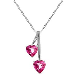 Genuine 1.40 ctw Pink Topaz Necklace Jewelry 14KT White Gold - REF-24W3Y