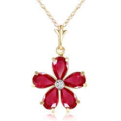 Genuine 2.22 ctw Ruby & Diamond Necklace Jewelry 14KT Yellow Gold - REF-36Z3N
