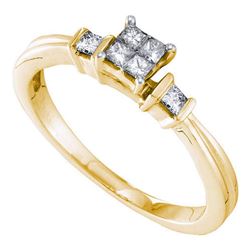 0.25 CTW Princess Diamond Cluster Bridal Engagement Ring 14KT Yellow Gold - REF-40Y4X