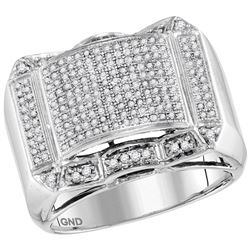 0.66 CTW Mens Diamond Symmetrical Domed Cluster Ring 10KT White Gold - REF-59N9F