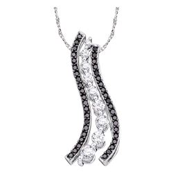 0.50 CTW Black Color Diamond Journey Love Anniversary Pendant 14k White Gold - REF-40K4W