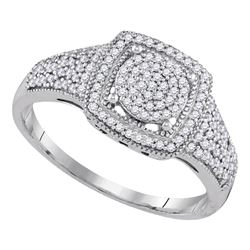 0.33 CTW Diamond Square Cluster Ring 10KT White Gold - REF-30W2K