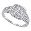 Image 1 : 0.33 CTW Diamond Square Cluster Ring 10KT White Gold - REF-30W2K