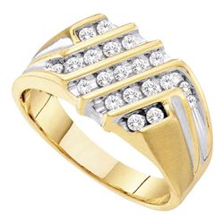 0.52 CTW Mens Diamond Cluster Ring 10KT Yellow Gold - REF-44H9M