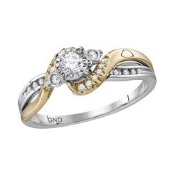 0.26 CTW Diamond Solitaire Bridal Engagement Ring 14KT Two-tone Gold - REF-44Y9X