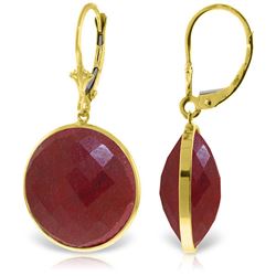 Genuine 46 ctw Ruby Earrings Jewelry 14KT Yellow Gold - REF-62W3Y