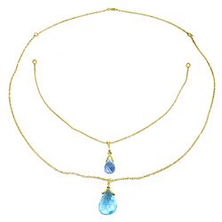 Genuine 7.5 ctw Blue Topaz Necklace Jewelry 14KT Rose Gold - REF-56Z4N