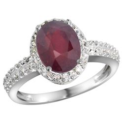 Natural 2.3 ctw Ruby & Diamond Engagement Ring 10K White Gold - REF-55N4G