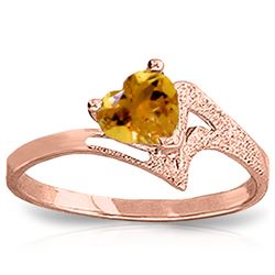 Genuine 0.95 ctw Citrine Ring Jewelry 14KT Rose Gold - REF-36V3W