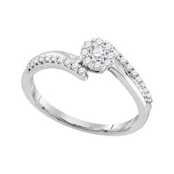 0.25 CTW Diamond Cluster Bridal Engagement Ring 10KT White Gold - REF-30M2H