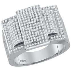 0.75 CTW Mens Diamond Rectangle Cluster Ring 10KT White Gold - REF-71X9Y