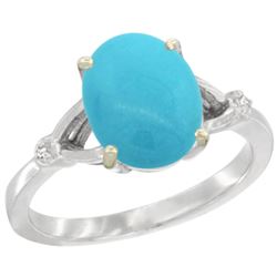 Natural 2.41 ctw Turquoise & Diamond Engagement Ring 14K White Gold - REF-40Z6Y