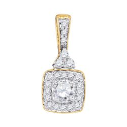 0.50 CTW Diamond Solitaire Square Pendant 10KT Yellow Gold - REF-52X4Y