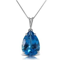 Genuine 6.5 ctw Blue Topaz Necklace Jewelry 14KT White Gold - REF-31N6R