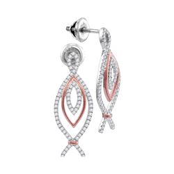 0.45 CTW Diamond Oval Screwback Earrings 10KT Two-tone Gold - REF-41F9N