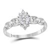 Image 1 : 0.11 CTW Prong-set Diamond Oval Cluster Ring 10KT White Gold - REF-10K5W
