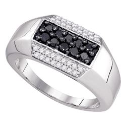 0.70 CTW Mens Black Color Diamond Ring 10KT White Gold - REF-41H9M