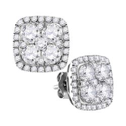 2.6 CTW Diamond Square Cluster Earrings 10KT White Gold - REF-299Y5X