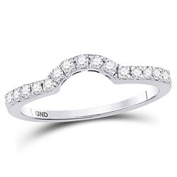 0.28 CTW Diamond Curved Wedding Ring 14KT White Gold - REF-30K2W