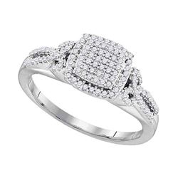0.33 CTW Diamond Square Cluster Bridal Engagement Ring 10KT White Gold - REF-30M2H