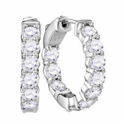 3.85 CTW Diamond Hoop Earrings 14KT White Gold - REF-750Y2X