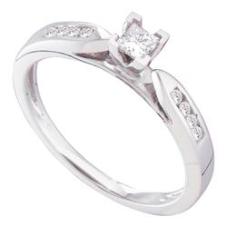 0.25 CTW Princess Diamond Solitaire Bridal Engagement Ring 14KT White Gold - REF-37W5K