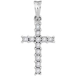 0.06 CTW Diamond Cross Pendant 10KT White Gold - REF-8X9Y