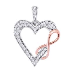 0.12 CTW Diamond Heart Infinity Pendant 10KT Two-tone Gold - REF-12W8K