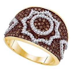 1 CTW Brown Color Diamond Starburst Fashion Ring 10KT Yellow Gold - REF-52W4K