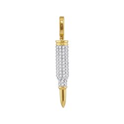 1.45 CTW Mens Diamond Rifle Bullet Charm Pendant 10KT Yellow Gold - REF-67F4N