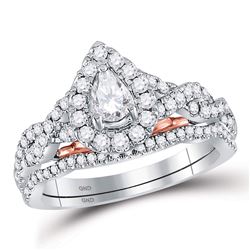 0.99 CTW Diamond Ring 14KT 2Tone Gold - REF-182X2Y