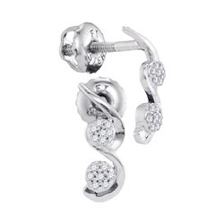 0.08 CTW Diamond Cradled Cluster Screwback Earrings 10KT White Gold - REF-10X5Y