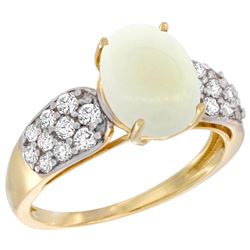 Natural 1.76 ctw opal & Diamond Engagement Ring 14K Yellow Gold - REF-58G2M