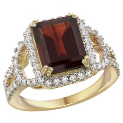 Natural 3.08 ctw garnet & Diamond Engagement Ring 14K Yellow Gold - REF-109M6H