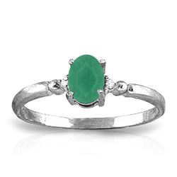 Genuine 0.51 ctw Emerald & Diamond Ring Jewelry 14KT White Gold - REF-30W5Y