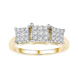 0.29 CTW Diamond Triple Cluster Bridal Engagement Ring 10KT Yellow Gold - REF-40H4M