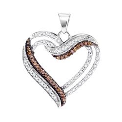 0.35 CTW Cognac-brown Color Diamond Heart Pendant 10KT White Gold - REF-28H4M