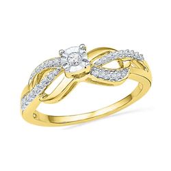 0.16 CTW Diamond Solitaire Infinity Promise Bridal Ring 10KT Yellow Gold - REF-19X4Y