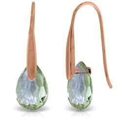 Genuine 6 ctw Green Amethyst Earrings Jewelry 14KT Rose Gold - REF-38H5X