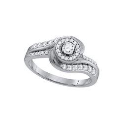 0.48 CTW Diamond Solitaire Swirl Bridal Engagement Ring 10KT White Gold - REF-55K5W