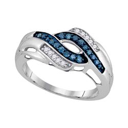 0.25 CTW Blue Color Diamond Ring 10KT White Gold - REF-22N4F