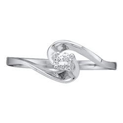 0.10 CTW Diamond Solitaire Swirl Promise Bridal Ring 10KT White Gold - REF-10F5N